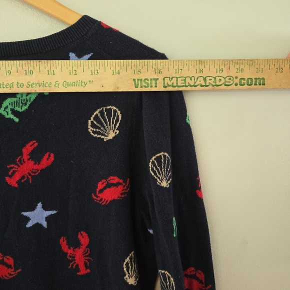 Talbots Sweater Navy Blue BY THE SEA Pullover Lobster Nautical Ocean Size Large - Picture 7 of 9